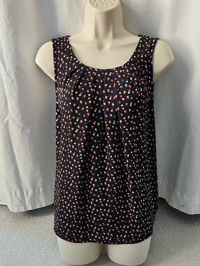Women’s Black Polka Dot Sleeveless Camisole - Multicolor Dots